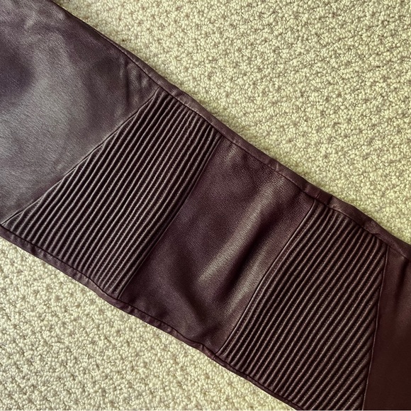 J Brand Tonya Burgundy Leather Moto Pants size 27 - Picture 4 of 6